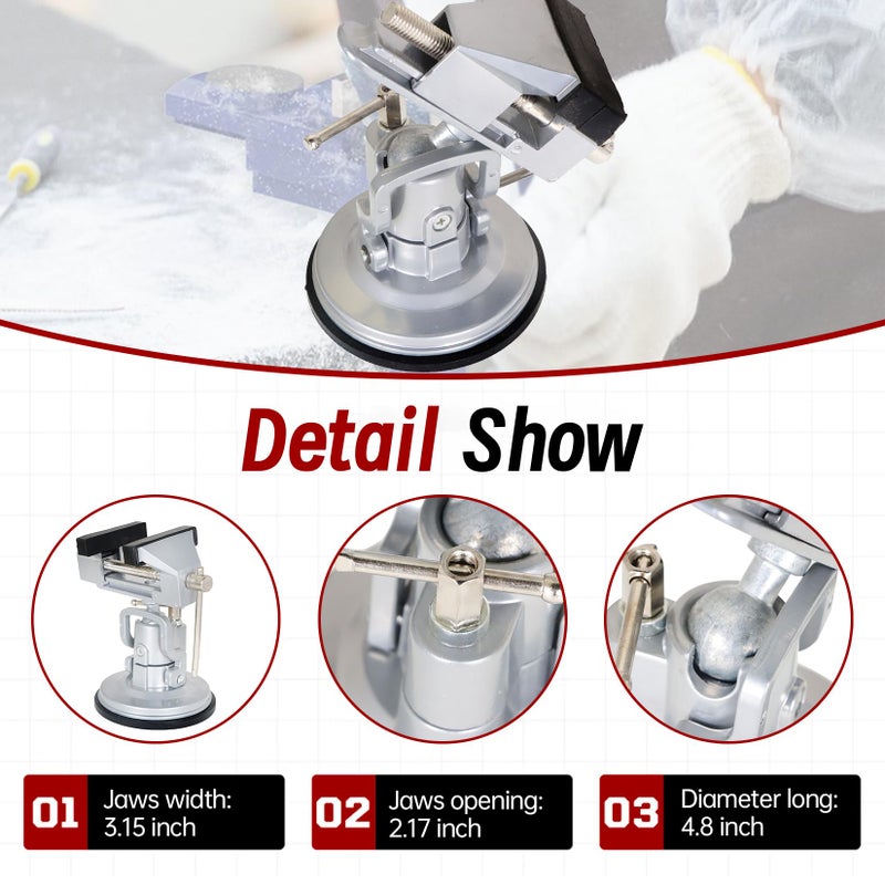 findmall Suction Vacuum Base Vise Portable Base Vise 3.15" Jaw Width Pivots Multi-Angle Rotate 360Â° Fit for Various Smooth Work Surfaces - Image 4